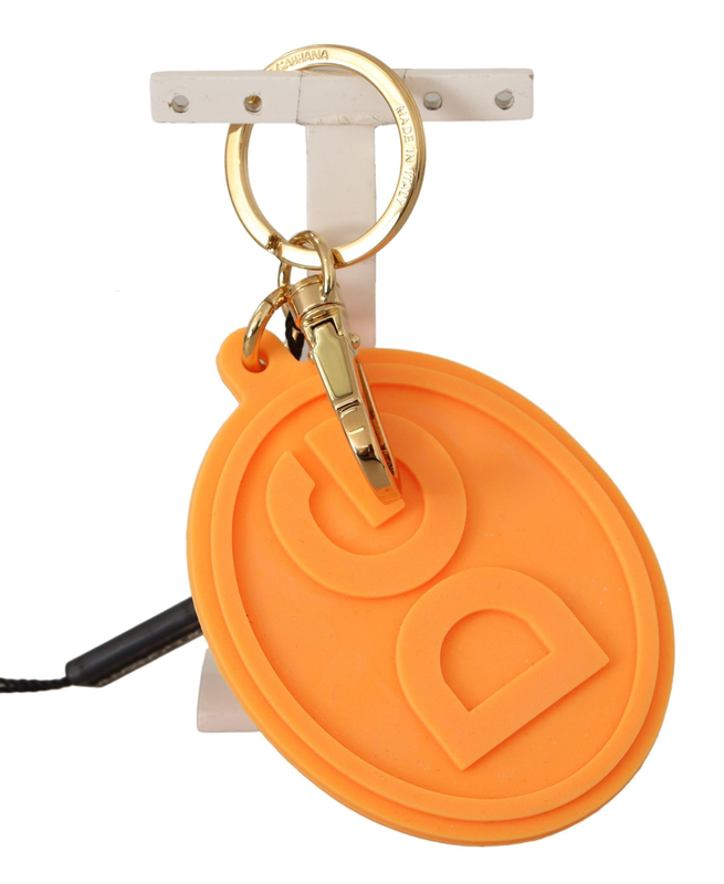 Orange rubber dg logo gold brass metal keychain-null
