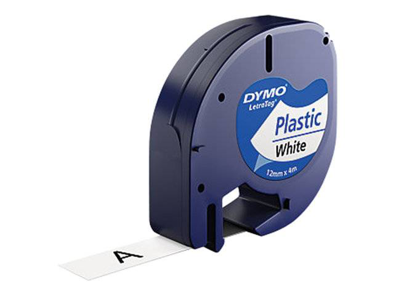 Dymo letratag / plastic / white / roll (1.2 cm x 4 m) 1 roll(s) tape / for letratag lt-100h, lt-100t, qx50, xr, , medium-null