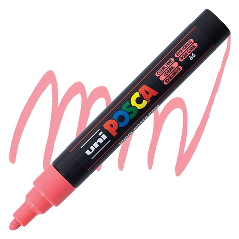 Uni posca bullet tip paint marker pc-5m 1.8-2.5mm coral pink, , medium-null