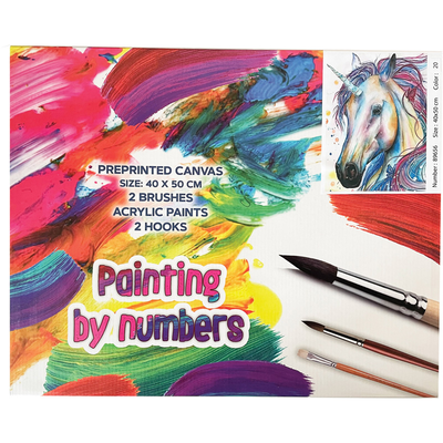 Acrylic paints & canvas pictures painting by number "unicorn" 40x50cm, , medium