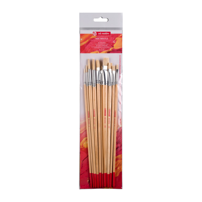 Art creation oil colour brushes set 4 x round 2 x cat tongue 4 x flat, , medium