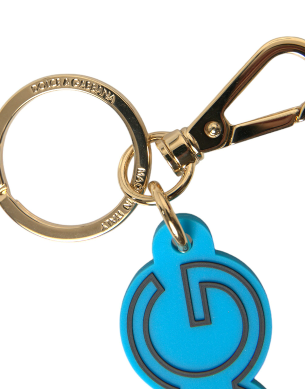 Blue rubber gold tone metal dg logo keyring keychain-null