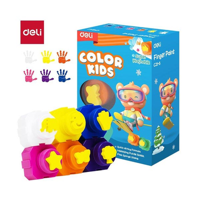 Finger paint σετ 6 χρωμάτων 18ml με σφραγίδες - deli