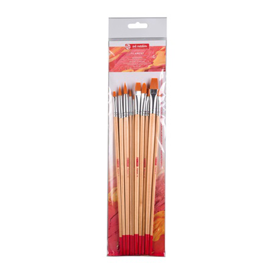 Art creation oil colour brushes set 4 round 2 x cat tongue 4 x flat, , medium
