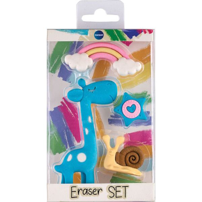 Eraser synthetic rubber giraffe 4pcs /pp box