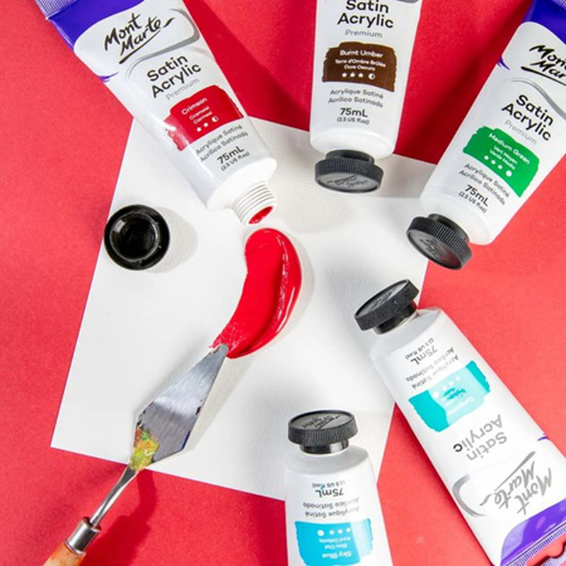 Product image: Mont marte satin acrylic 75ml crimson pmsa7510_v01-null