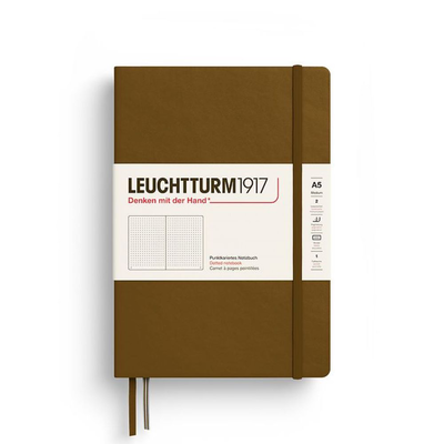 Notebook medium (a5), hardcover, 251 numbered pages, spice brown, dotted, Spice brown, medium