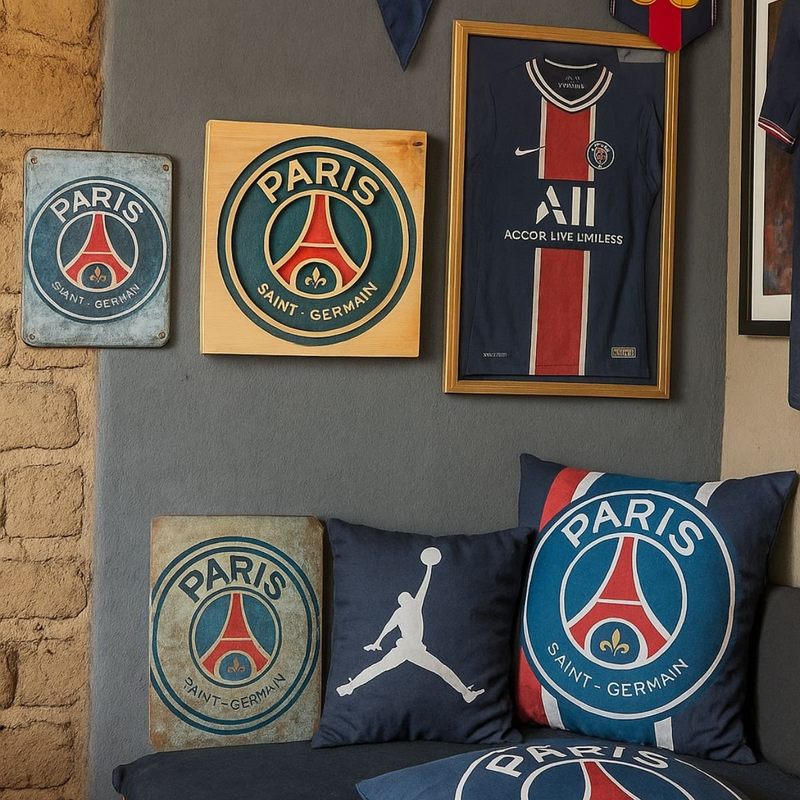 Paris saint-germain engraved wooden crest-null