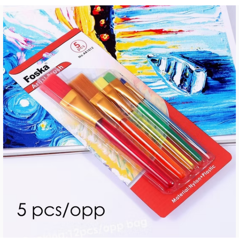 Wooden brush set x5 colorful brushes set foska, , medium-null