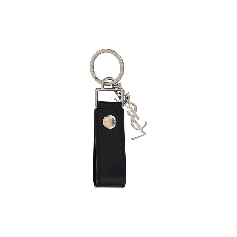 Black calf leather bos taurus keychain-null