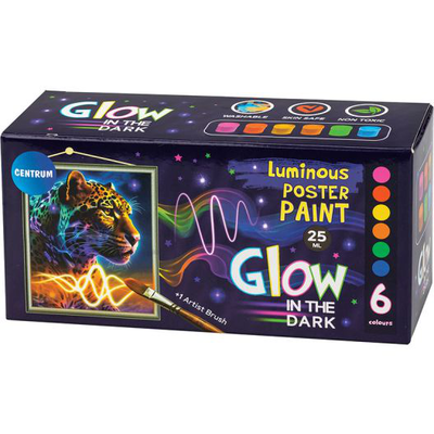 Washable poster paints 6colorsx25ml luminous, , medium