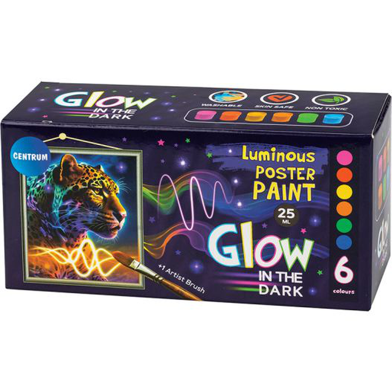 Washable poster paints 6colorsx25ml luminous, , medium-null
