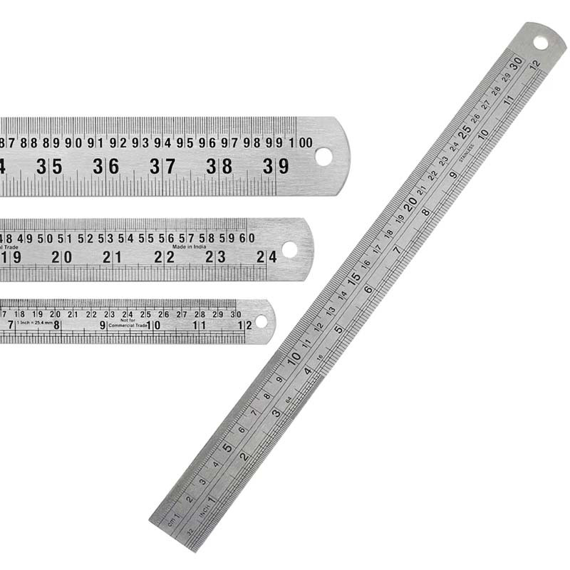 Metallic ruler 100cm - stainless steel, , medium-null