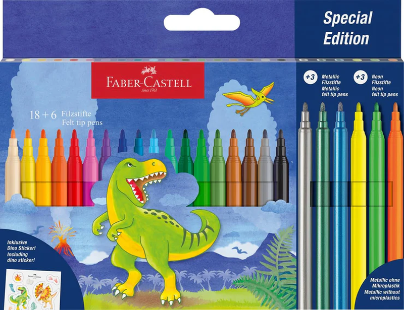 Faber castell filzstifie felt tip pens dinosaur, , medium-null