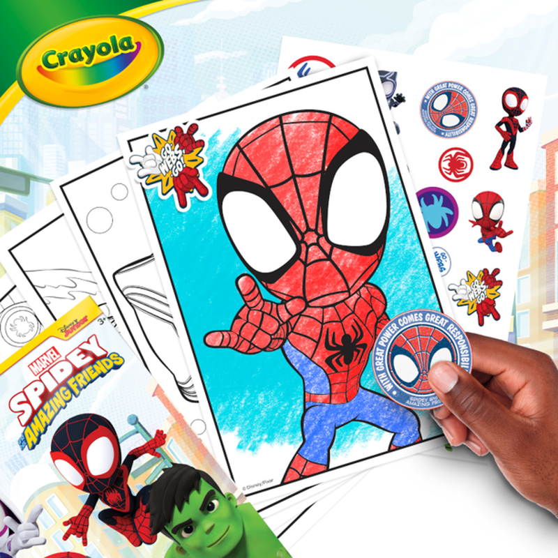 Crayola 96pg coloring and activity book with 1 sheet of stickers - 'spidey and his amazing friends': unleash the hero within through creative play!, , medium image number null