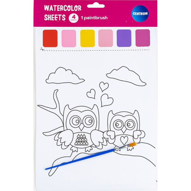 Product image: Watercolor sheets 4 pieces with 1brush, , medium-null