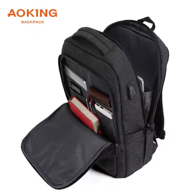 Laptop backpack 17" with USB black aoking, , medium-null