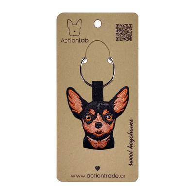 Black chihuahua key ring, , medium