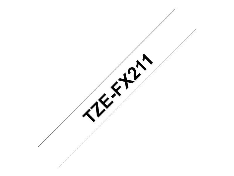 Brother tze-fx211 / black on white / roll (0.6 cm x 8 m) 1 cassette(s) flexible tape / for brother pt-d210, d600, h110, h200; p-touch pt-e310, e550, p900; p-touch cube plus pt-p710, , medium-null