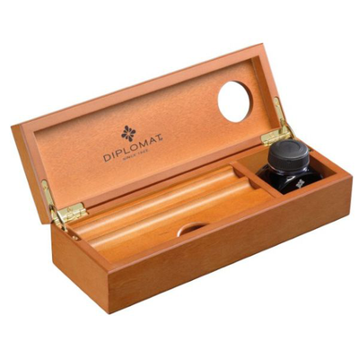 Diplomat wooden desk equipment cherrywood with ink pot, , medium