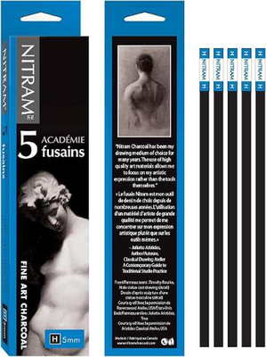807173 h (hard), academie fusains nitram charcoal (5 sticks)