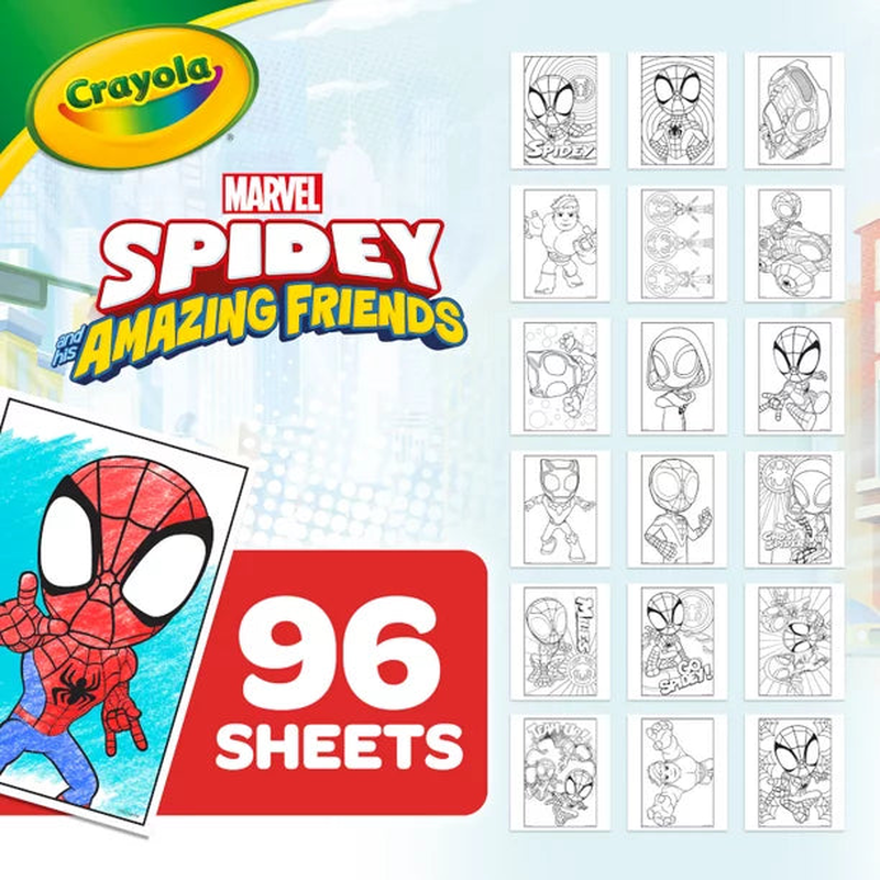 Crayola 96pg coloring and activity book with 1 sheet of stickers - 'spidey and his amazing friends': unleash the hero within through creative play!, , medium image number null