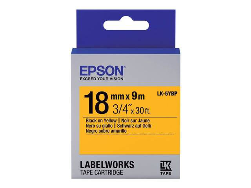 Epson labelworks lk-5ybp / black on yellow / roll (1.8 cm x 9 m) 1 roll(s) label tape / for labelworks lw-1000, 400, 600, 700, 900, k400, z5000, z5010, z700, z710, z900, , medium-null