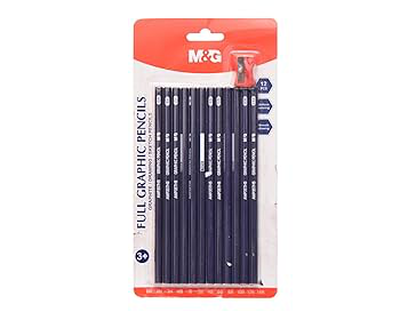 M&g graphite pencils 12pcs set with sharpener, , medium