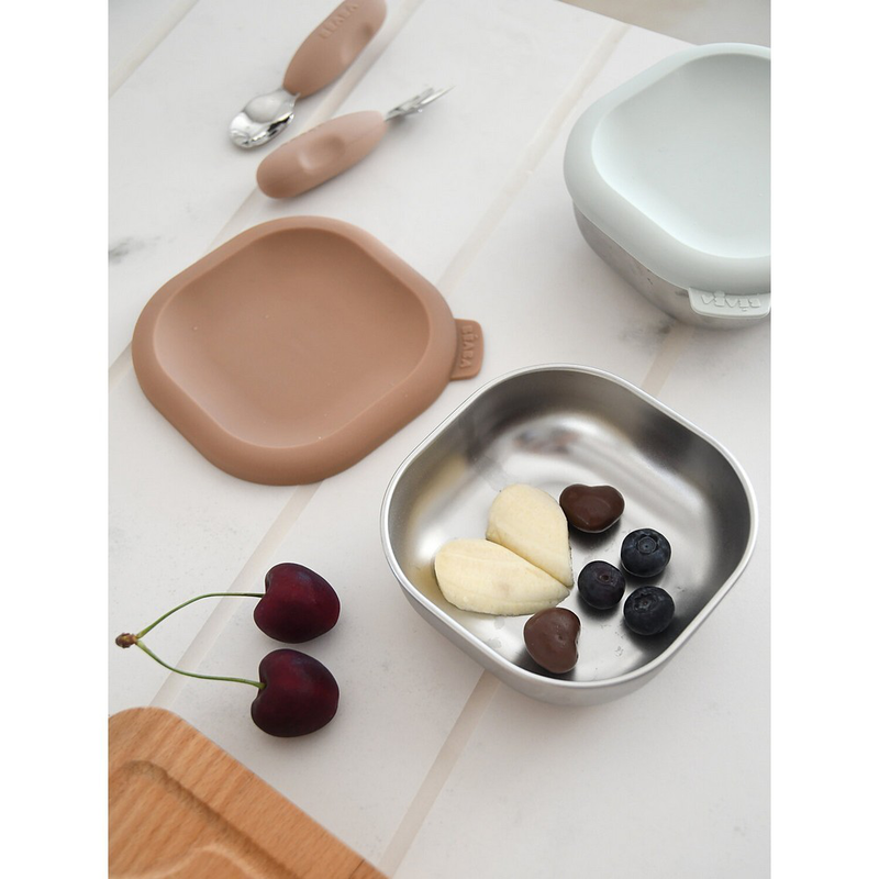 Beaba multi-purpose stainless steel lunch boxes 3pcs - natural set, , medium-null