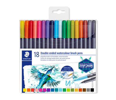 Staedtler double-ended watercolour brush pens set 18 pieces 3001TB18, , medium