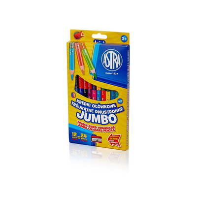 Μολύβια jumbo διπλής όψης 24 χρώματα 12 μολύβια - astra, , medium