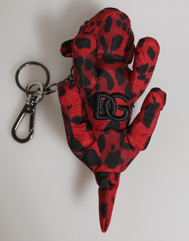Red black polyester animal silhouette bag keychain keyring-null