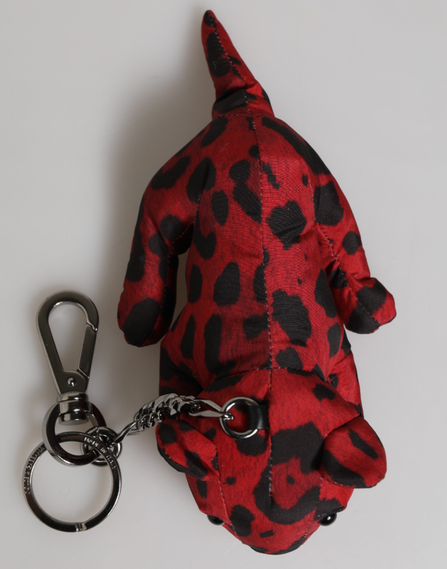 Red black polyester animal silhouette bag keychain keyring-null