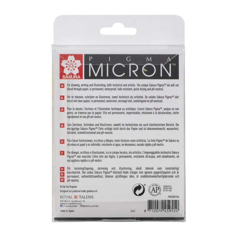 Sakura pigma micron fineliner set | 10 sizes, black, , medium-null