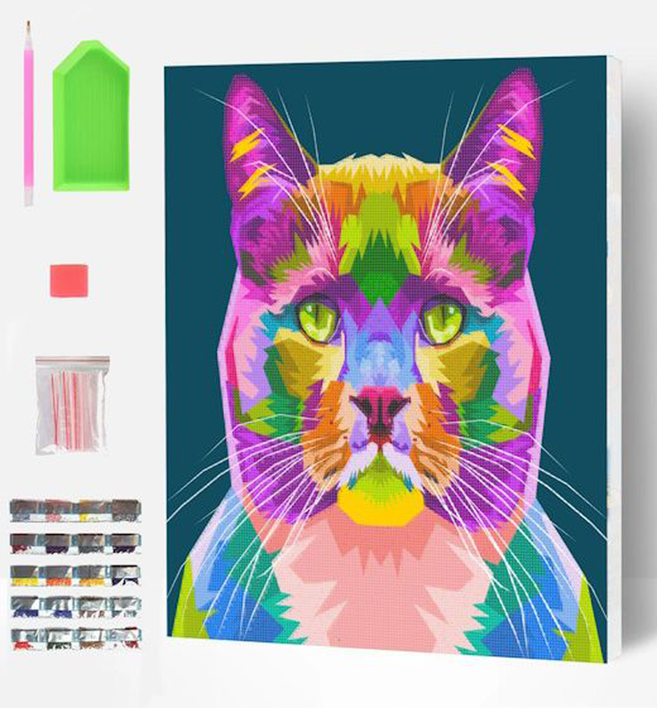 Cat diamond canvas, , medium-null