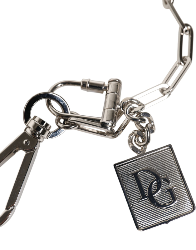 Silver tone metal chain dg charm belt keychain-null