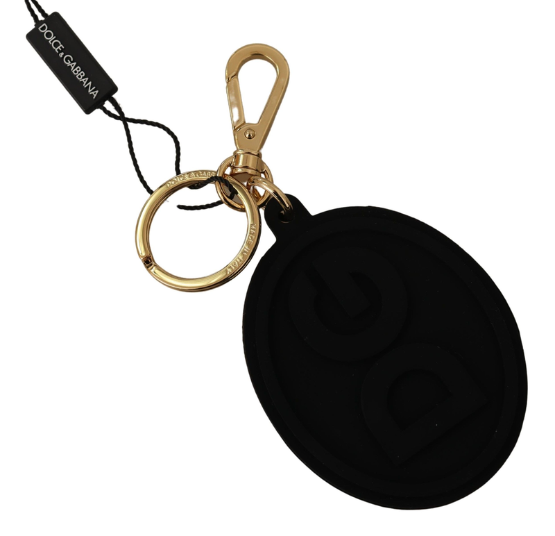 Black rubber dg logo gold brass metal keyring keychain-null