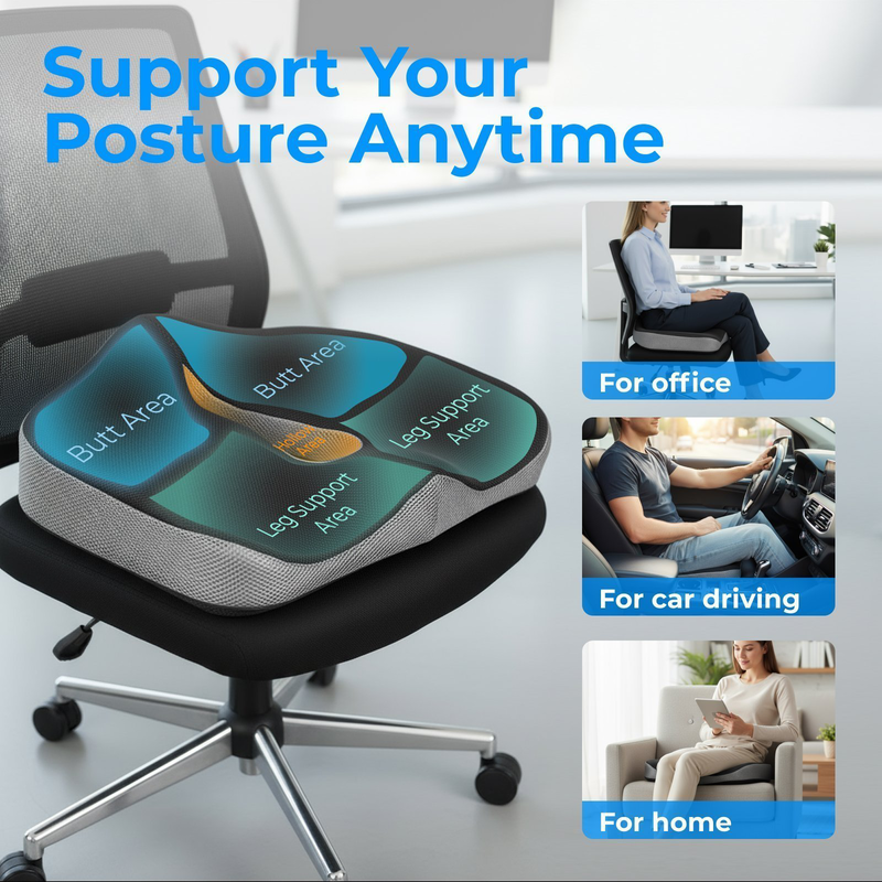 Lumivida ergonomic seat cushion for tailbone with memory foam & anti-slip bottom rsc01-1, , medium-null