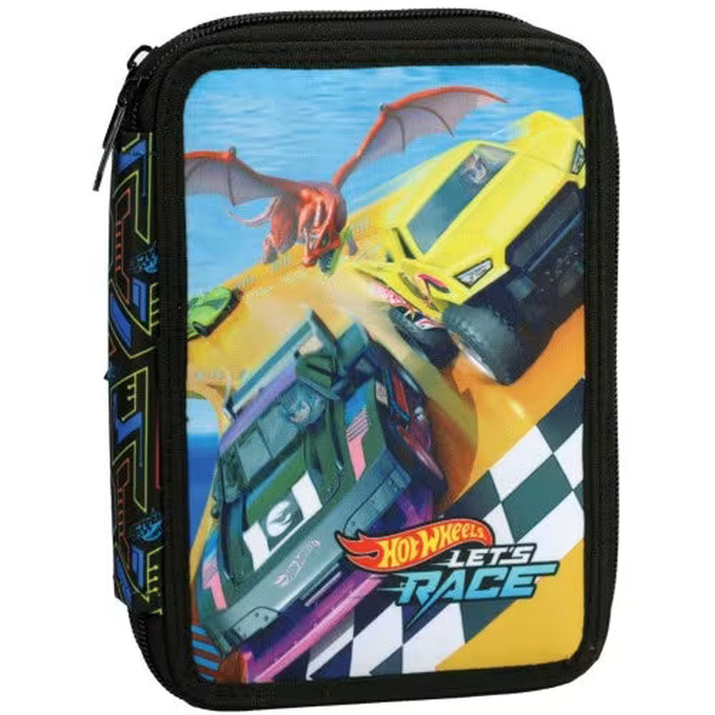 Pencil case 2-zip hot wheels (filled with stationery) gim, , medium-null