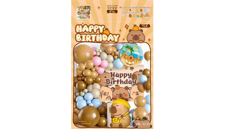 Capybara balloon decoration set &ndash; happy birthday (113+ pcs), , medium-null