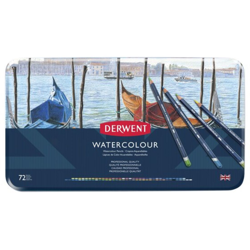 Derwent watercolour pencil tin 72 pcs, , medium-null