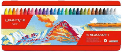 Caran d'ache 7000.330 neocolor i water-resistant wax pastel set (30 pieces), multicolor
