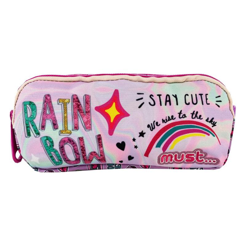 Rainbow must energy pencil case 21x6x9 2 zippers 584482, , medium-null