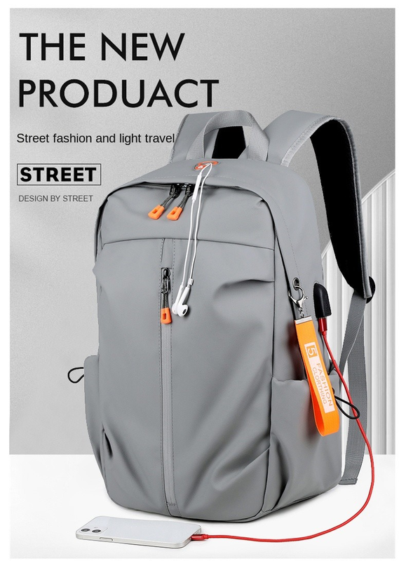 Urban edge street backpack black 15,6" with USB port-null