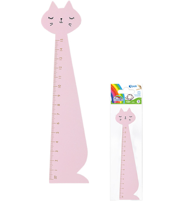 Ruler wooden pink cat, , medium