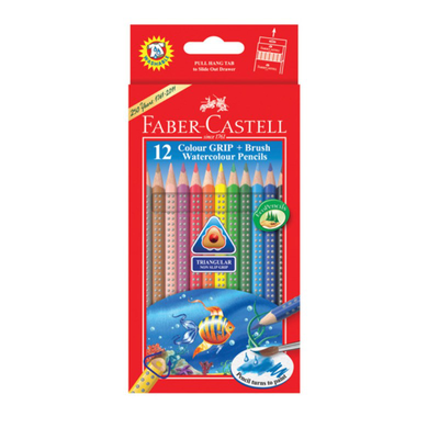 Faber castell 12 colour grip watercolour pencils, , medium