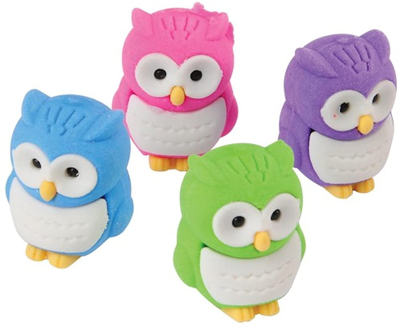 Product image: Fun stationery owl eraser - assorted colours, , medium-null