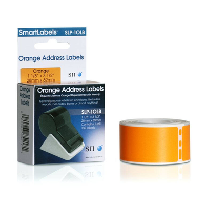 Seiko instruments slp-1olb / orange / 28 x 89 mm 130 label(s) (1 roll(s) x 130) address labels / for smart label printer 440, 440 office administration pack, 450, 620, 650, 650se, , medium