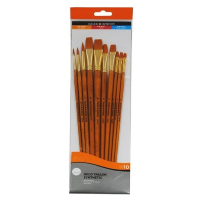 Daler rowney gold taklon synthetic brush set - 10 pack, , medium