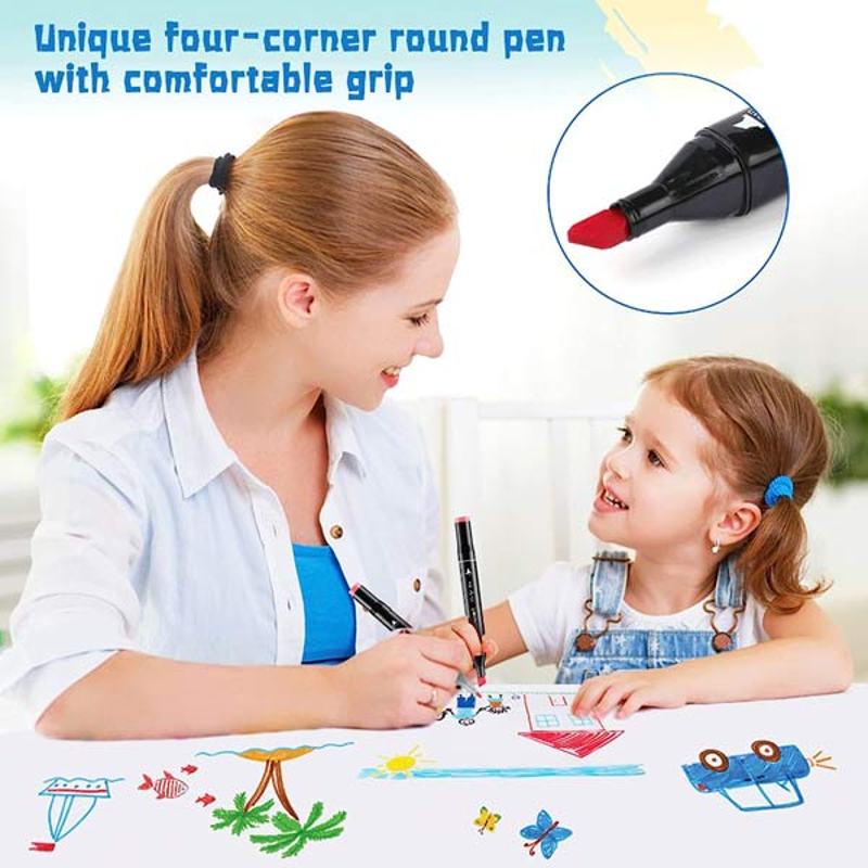 Product image: Μαρκαδόροι ζωγραφικής με διπλή μύτη και θήκη με φερμουάρ – 48 τεμάχια, , medium-null